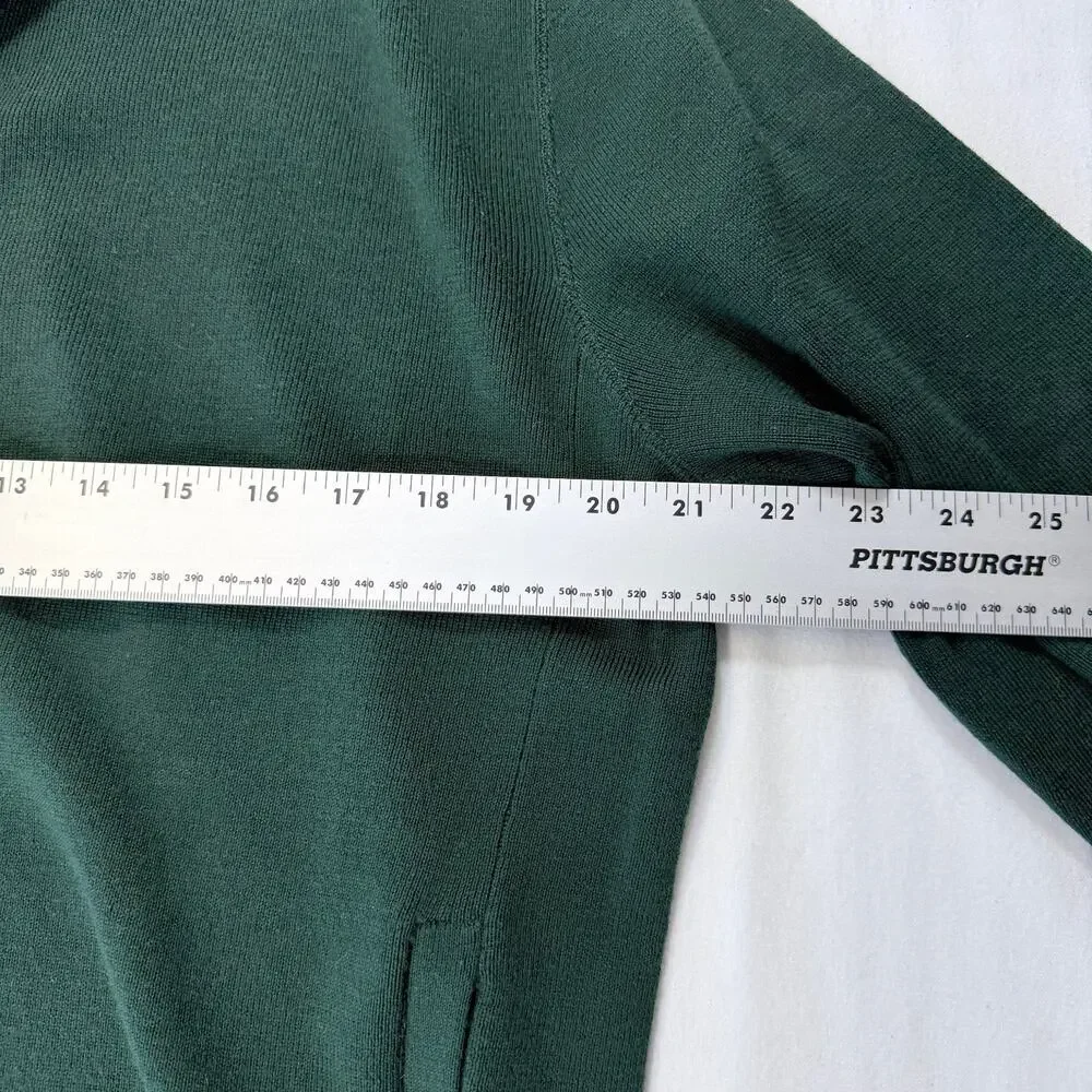 Polo Ralph Lauren Mens Large 100% Merino Wool 2 Way Full Zip Sweater Dark Green